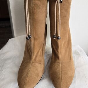 Steven Camel Suede Heeled Boots